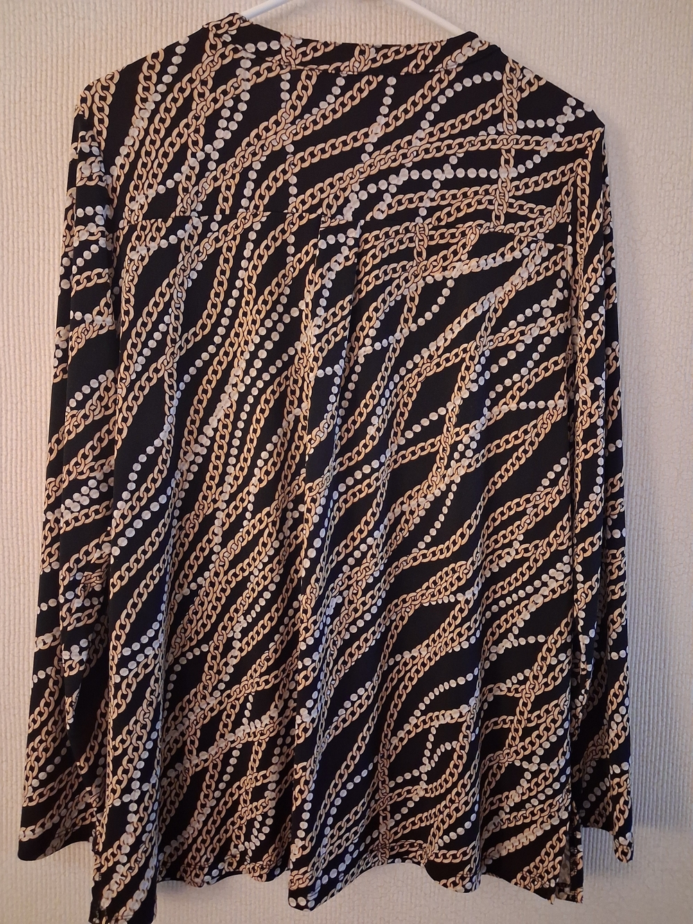 Michael Kors 90'S Vintage Chain-Print Long Sleeve V-Neck Sz L - Picture 3 of 6